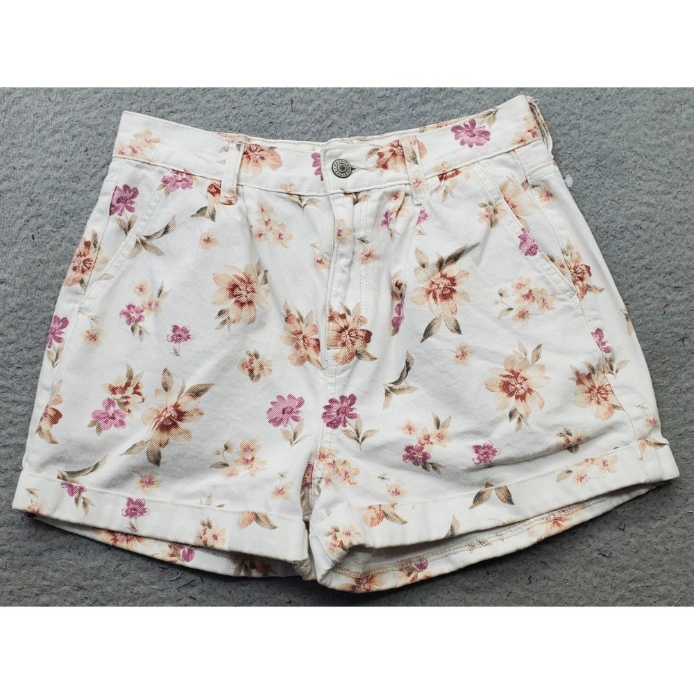 American Eagle Mom Shorts Womens  4 Multi Denim Pleated High Waisted Cuffed Hem
